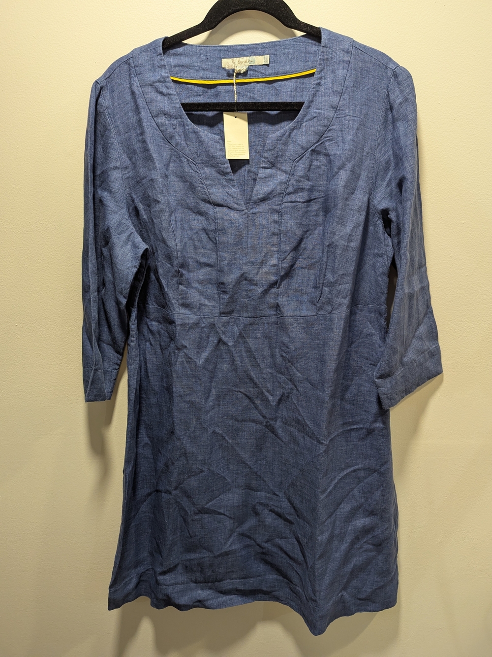 Boden Blue Linen Midi Tunic Dress Size 14 NWT Minimalist Quiet Luxury Preppy